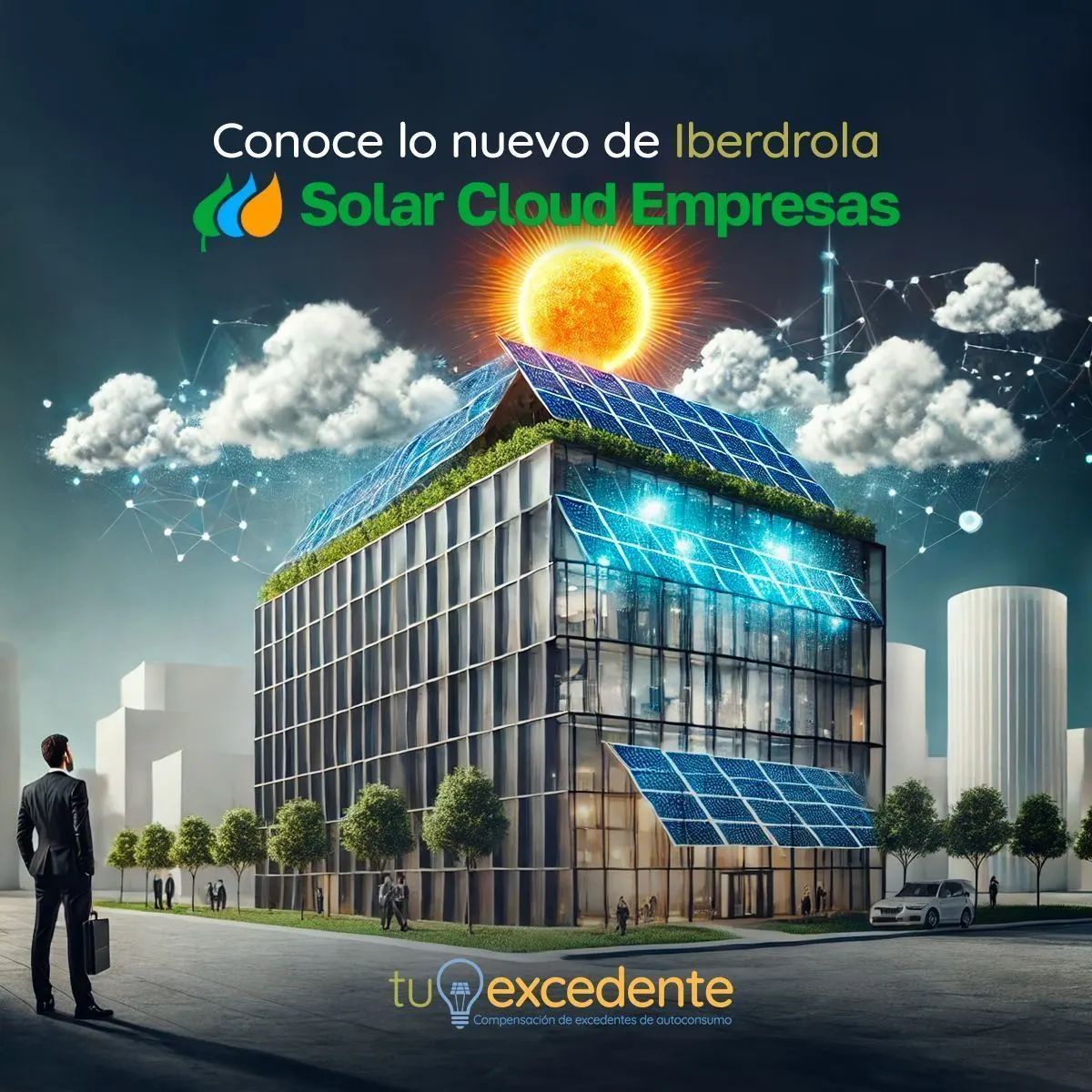 Imagen promocional de Solar Cloud Empresas, la batería virtual de Iberdrola para empresas