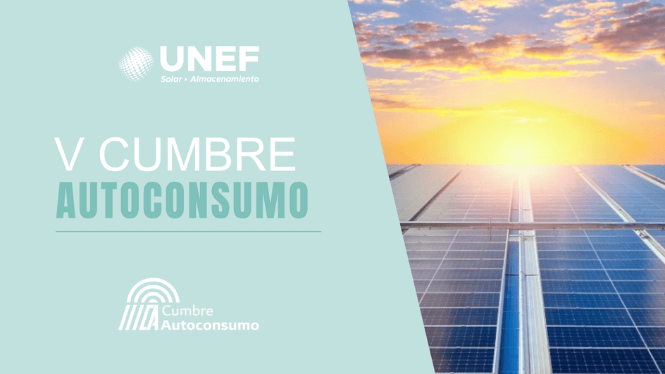Cartel de la V Cumbre de Autoconsumo 2025 organizada por UNEF.

