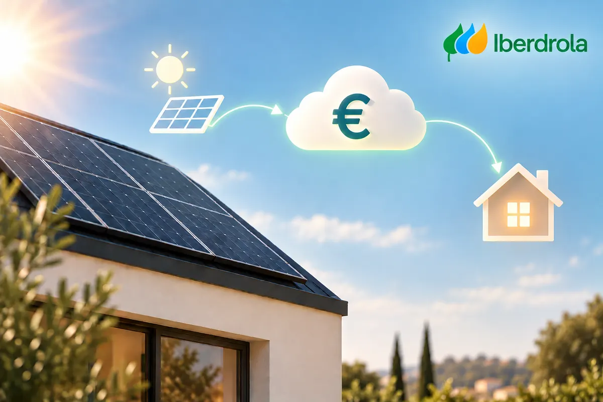 Ilustración sobre la batería virtual Solar Cloud de Iberdrola y el Asistente Smart Avanzado